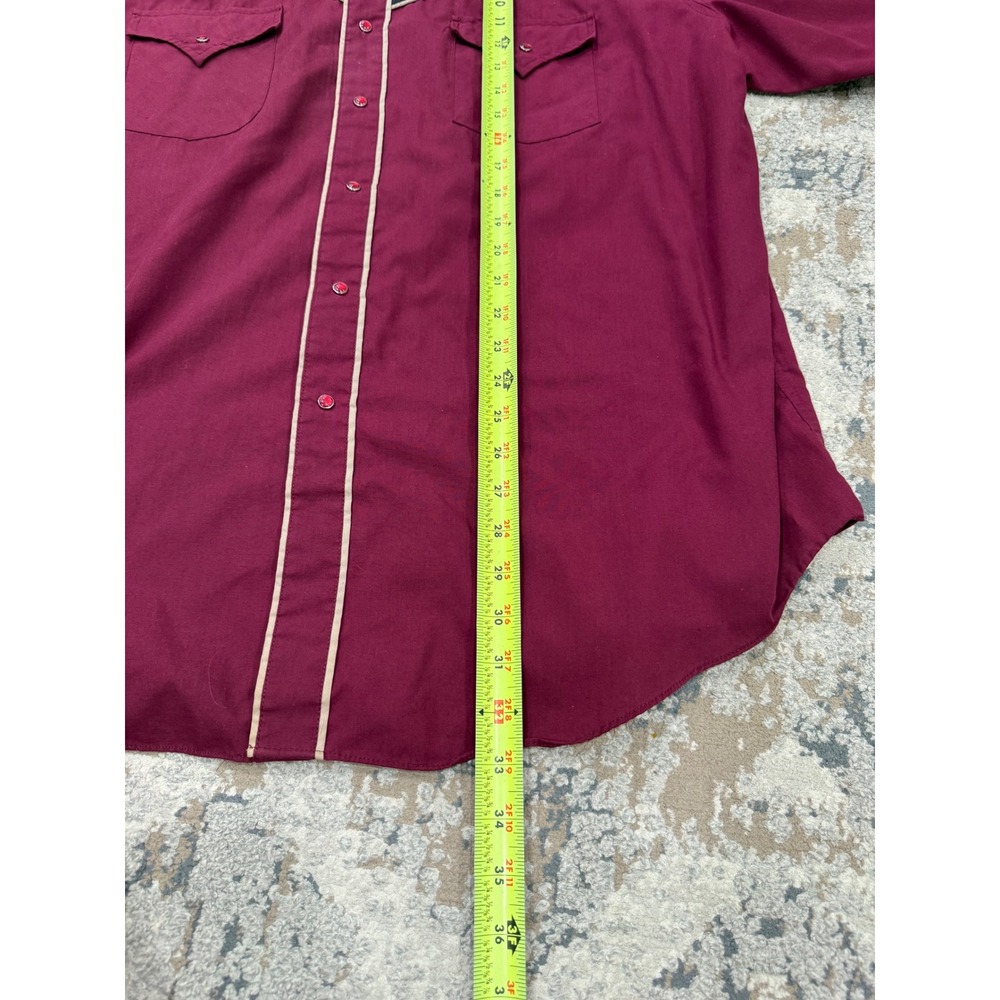 Ely Cattleman Mens 2XL Western Snap Shirt Burgundy Black Floral Embroidered - Picture 5 of 8